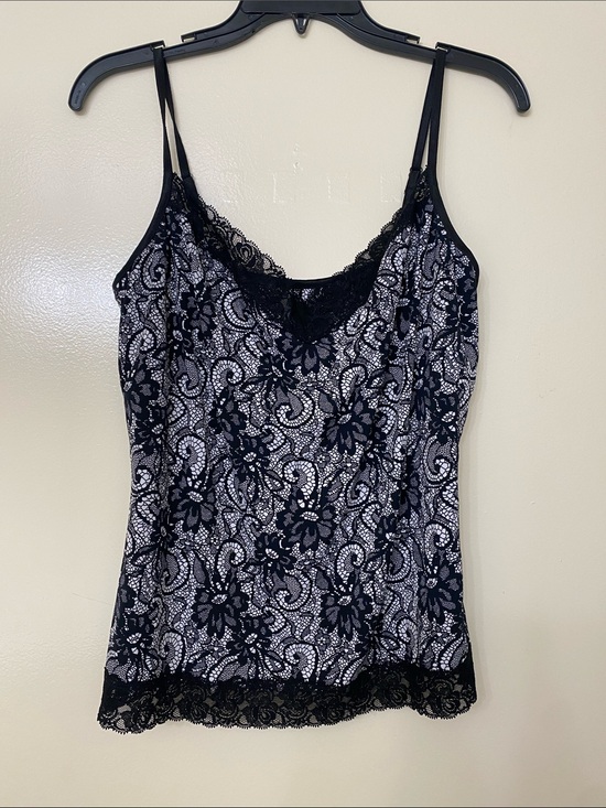 Cache Tops - Black Lace Print Camisole Tank Top